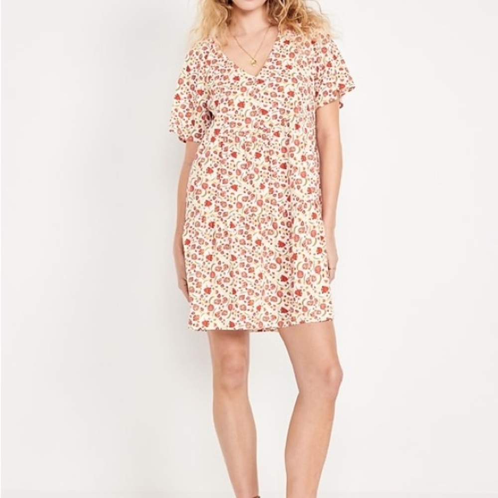 Old Navy Floral Mini Dress - Red and Cream